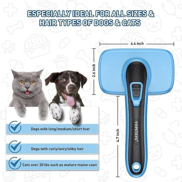 Dog Cat Grooming Brush for Pet, Self Cleaning Slicker Retractable Brush - Picture 5 of 5